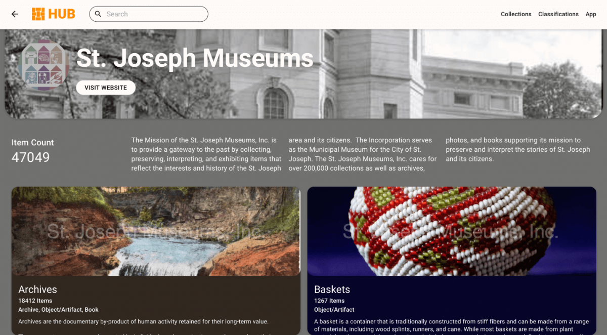 St Joseph Museums published their collections to the web in an organized and searchable way.