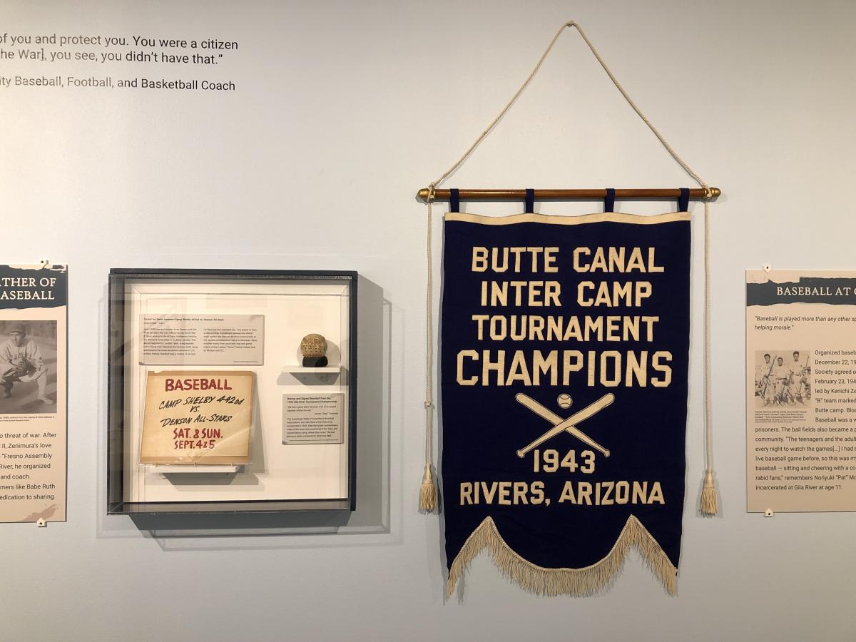 3 Banner and Signed Baseball from the 1943 Gila River Tournament Championship.jpg