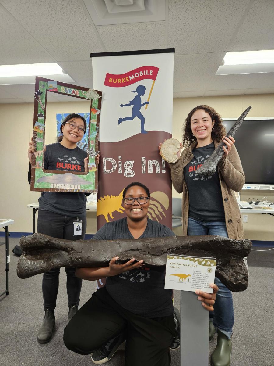 Some members of the BurkeMobile team. From left to right: myself (June), Tiffany, and Pamela. Not in this picture is Daisy, who crafted the photo frame I’m holding.