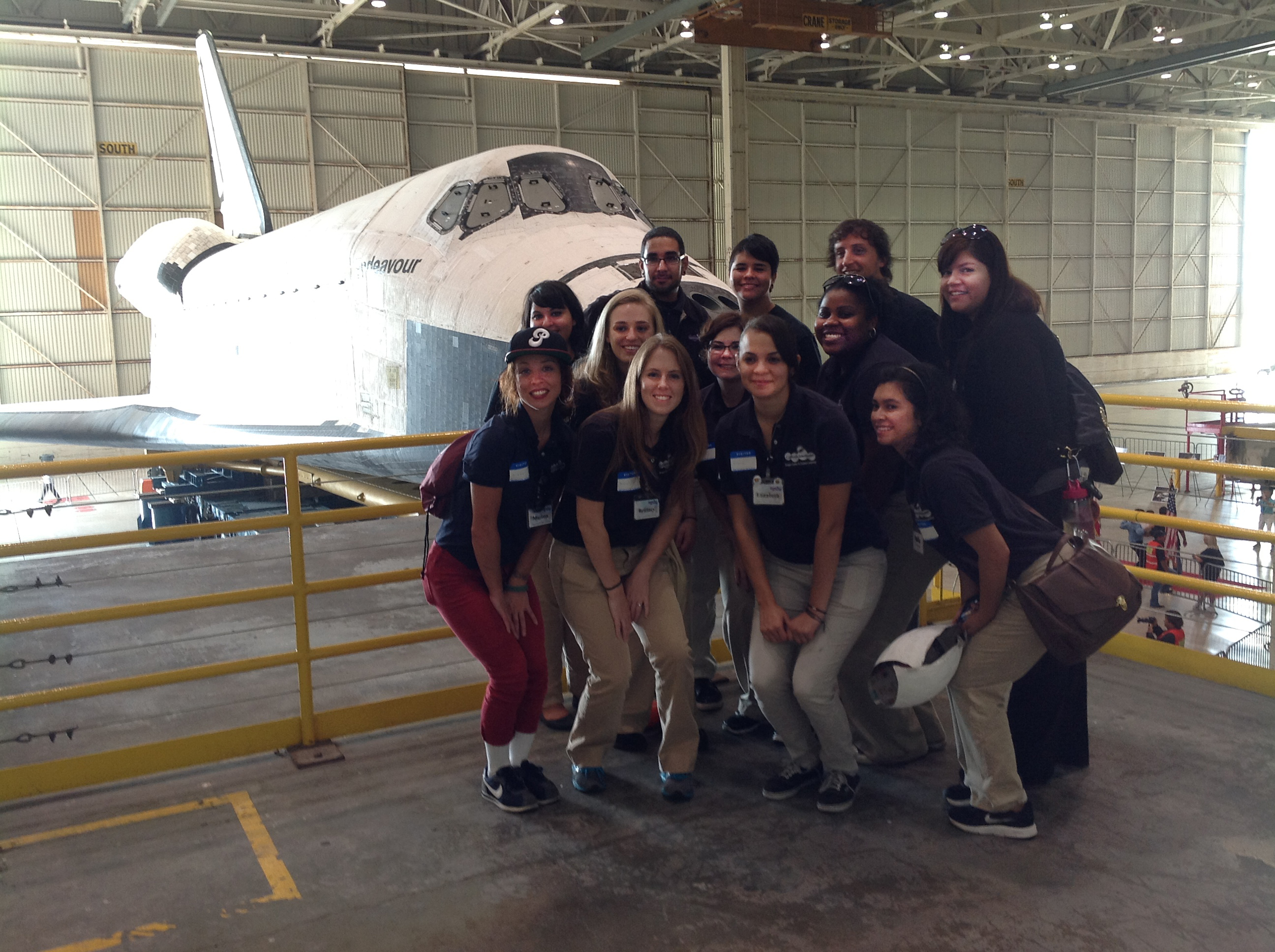 Visitors to the Endeavour at the United hangar